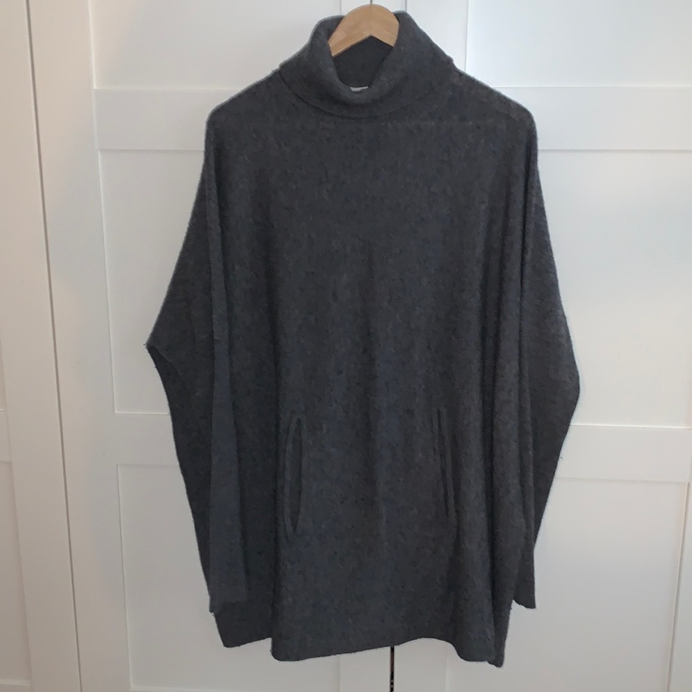 Garnet Hill roll neck sweater. Size M. Dark gray. Wool and cashmere